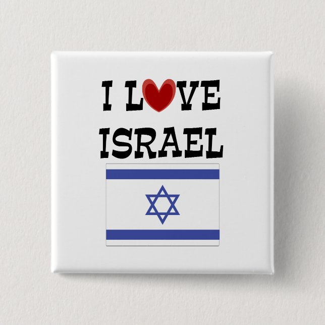Badge Carré 5 Cm I Love Israel, design populaire (Devant)