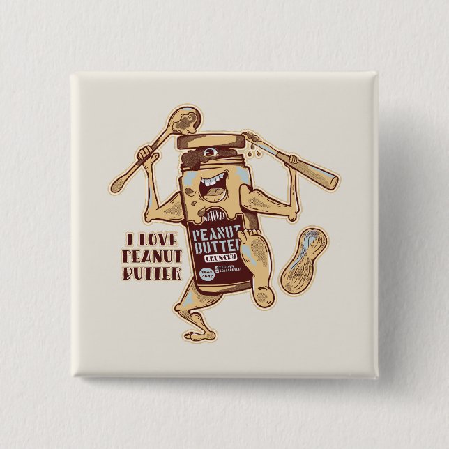 BADGE CARRÉ 5 CM I LOVE PEANUT BUTTER (Devant)