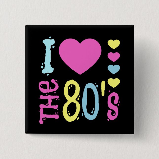 Badge Carré 5 Cm I Love the 80s Disco Costume (Devant)