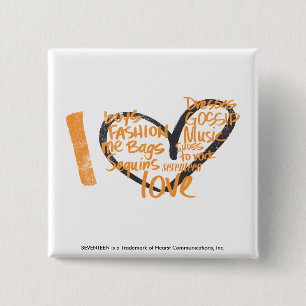 Badge Carré 5 Cm I orange de graffiti de coeur