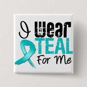 Badge Carré 5 Cm I Wear Teal Ribbon For Me