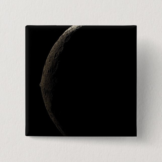 Badge Carré 5 Cm Iapetus de la lune de Saturne (Devant)
