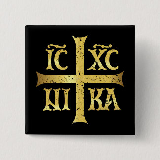 BADGE CARRÉ 5 CM IC XC NIKA JÉSUS CHRIST TRIOMPHE