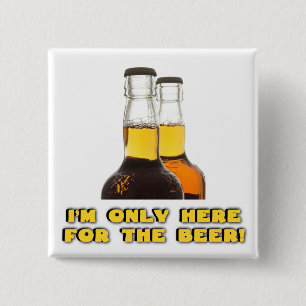 Badge Carré 5 Cm Ici pour la BIÈRE !