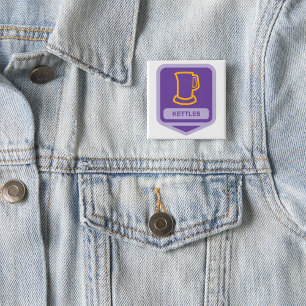 Badge Carré 5 Cm Icône de Chaudrons Modernes Violets et Jaunes