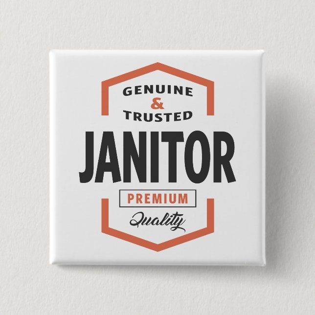 Badge Carré 5 Cm Idées Cadeaux du logo de Janitor. (Devant)