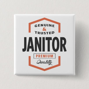 Badge Carré 5 Cm Idées Cadeaux du logo de Janitor.