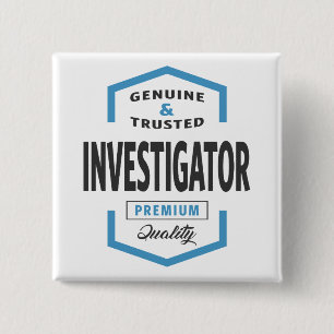 Badge Carré 5 Cm Idées cadeaux du logo de l'enquêteur.