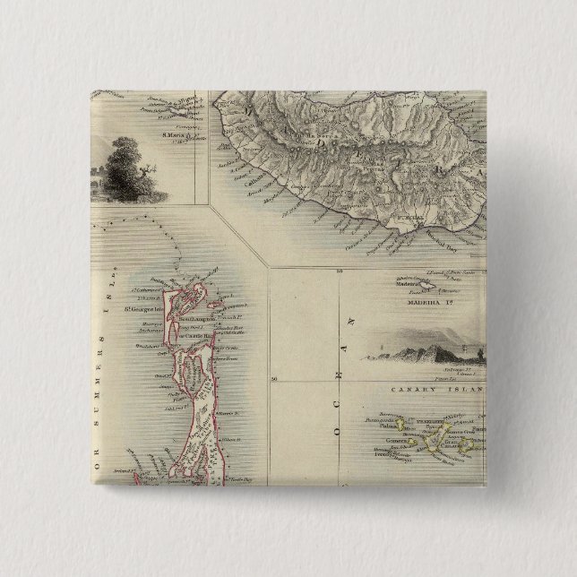 Badge Carré 5 Cm Île Dans L'Atlantique (Devant)