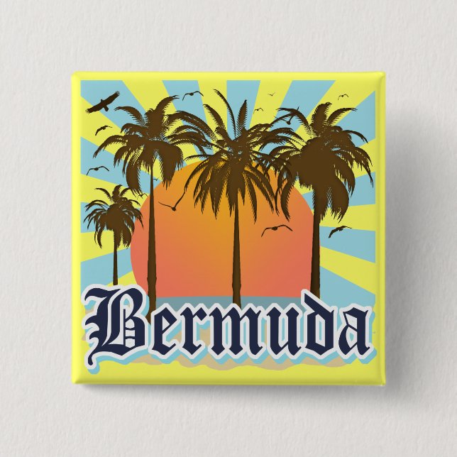 Badge Carré 5 Cm Île des souvenirs des Bermudes (Devant)