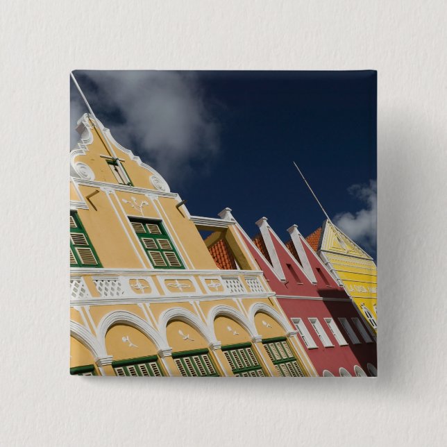 Badge Carré 5 Cm Îles ABC, CURAÇAO, Willemstad : Punda (Devant)