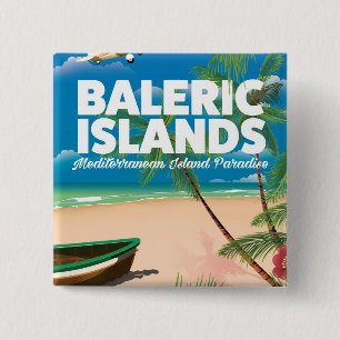 Badge Carré 5 Cm îles balériques paradis méditerranéen