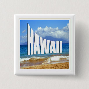 Badge Carré 5 Cm Îles d'Hawaï