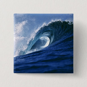 Badge Carré 5 Cm Îles Fidji, Tavarua, Cloudbreak. Une vague
