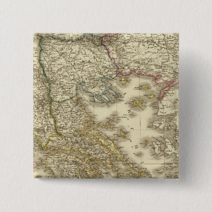 Badge Carré 5 Cm Îles grecques modernes, Albanie, Macédoine