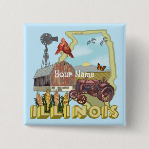 Badge Carré 5 Cm Illinois