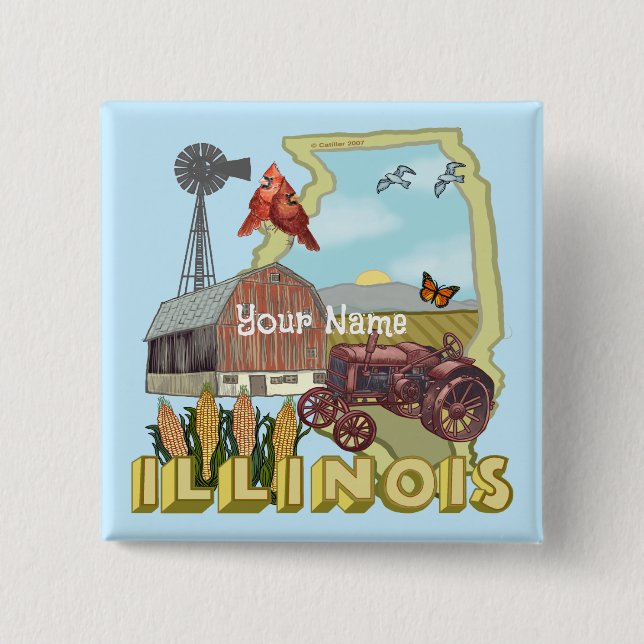 Badge Carré 5 Cm Illinois (Devant)