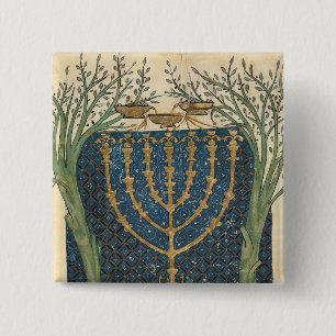 Badge Carré 5 Cm Illumination d'un menorah, de