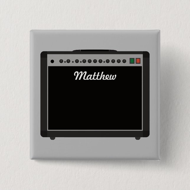 Badge Carré 5 Cm Illustration d'amplificateur personnalisé pour mus (Devant)