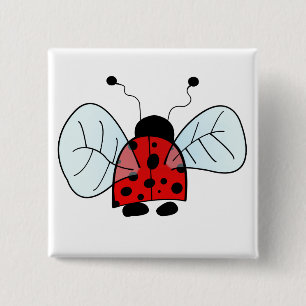 Badge Carré 5 Cm Illustration de coccinelle mignonne