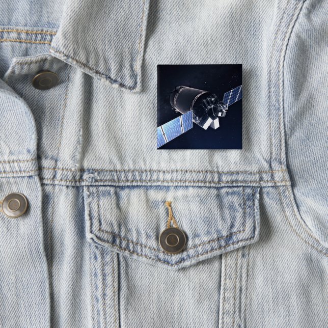 Badge Carré 5 Cm Illustration Du Dragon Xl Spacecraft. (En situation)