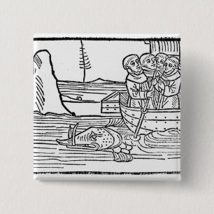 Badge Carré 5 Cm Illustration 'du voyage de St Brendan