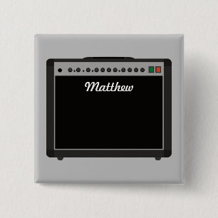 Badge Carré 5 Cm Illustration d'un amplificateur personnalisé pour