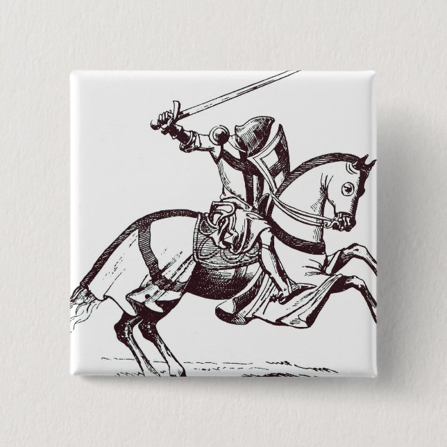 Badge Carré 5 Cm Illustration d'un chevalier Templar (Devant)
