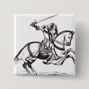 Badge Carré 5 Cm Illustration d'un chevalier Templar