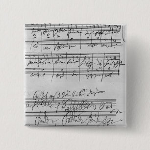 Badge Carré 5 Cm Illustration musicale manuscrite