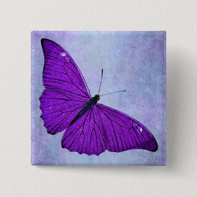 Badge Carré 5 Cm Illustration pourpre foncée de papillon de 1800s (Devant)
