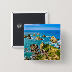 Badge Carré 5 Cm îlots Nugget Point, Nouvelle-Zélande