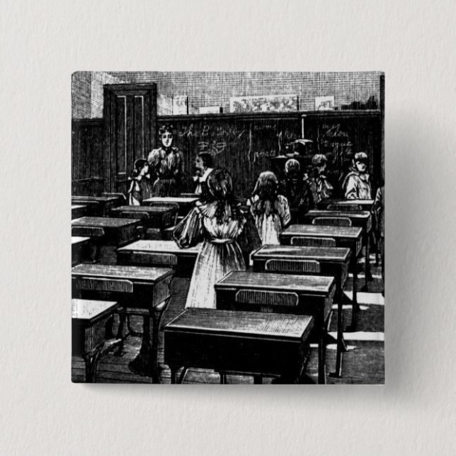 Badge Carré 5 Cm Image historique de la classe (Devant)