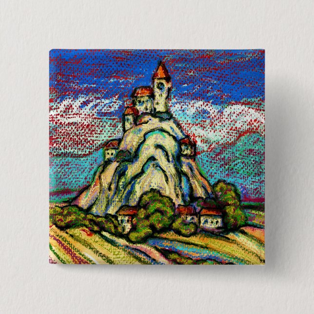 Badge Carré 5 Cm Imaginaire Hill Castle (Devant)