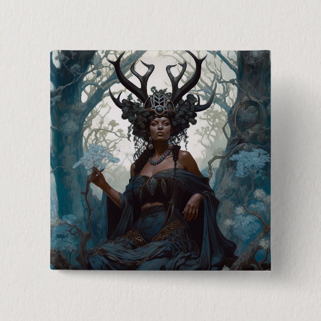 Badge Carré 5 Cm Imaginaire noir Sorceress Imaginaire magique (Devant)