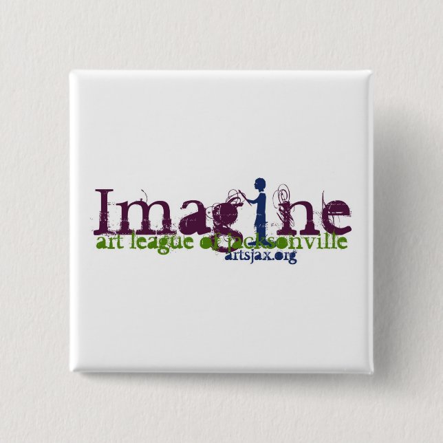 Badge Carré 5 Cm Imaginez le bouton d'arts (Devant)