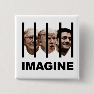 Badge Carré 5 Cm Imaginez Trump, McConnell et Ryan Behind Bars