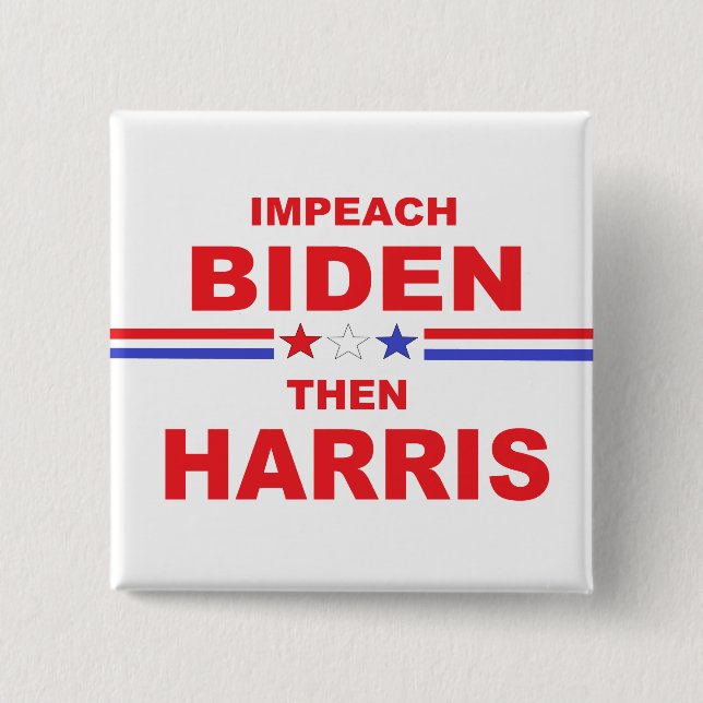 Badge Carré 5 Cm Impeach Biden Alors Harris (Devant)
