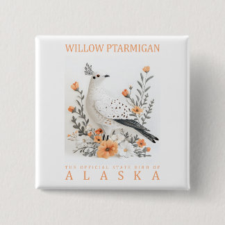 Badge Carré 5 Cm Impression d'art de l'oiseau de l'État d'Alaska |