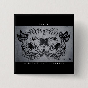 Badge Carré 5 Cm Impression Gemini