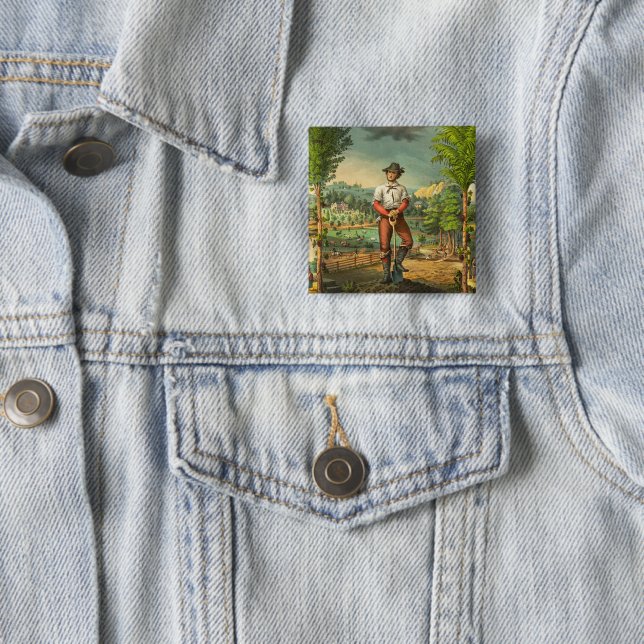 Badge Carré 5 Cm Impression promotionnelle Pour Membres Grange (En situation)
