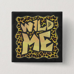 Badge Carré 5 Cm Imprimé marron et jaune Léopard sauvage