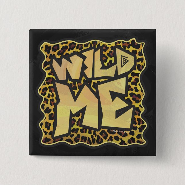 Badge Carré 5 Cm Imprimé marron et jaune Léopard sauvage (Devant)