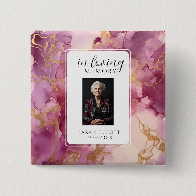 Badge Carré 5 Cm In Loving Memory with Photo | Personal (Devant)