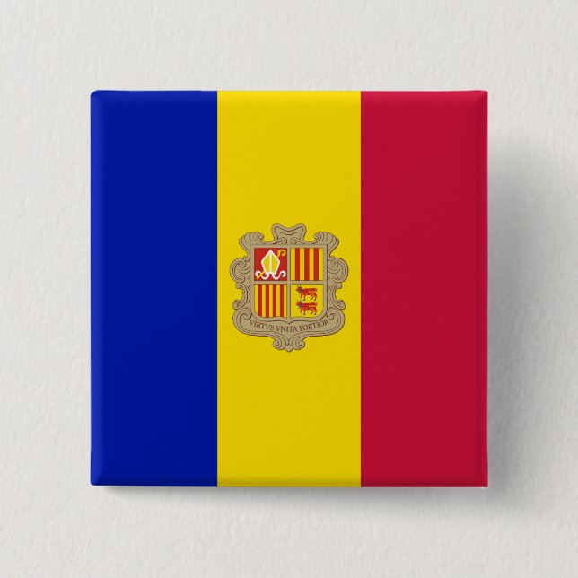 Badge Carré 5 Cm Indicateur Andorre (Devant)