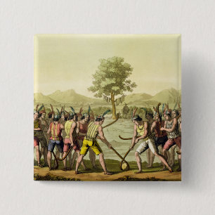 Badge Carré 5 Cm Indiens jouant Ciueca, Chili, de 'Le Costume An