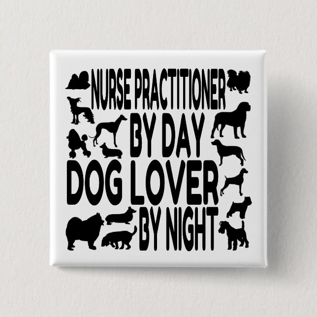 Badge Carré 5 Cm Infirmière Amoureux des chiens (Devant)