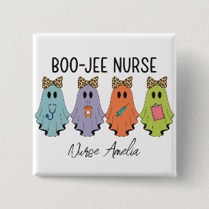Badge Carré 5 Cm Infirmière Boo-Jee Halloween Fantôme Personnalisé