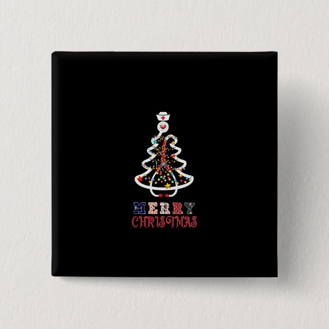 Badge Carré 5 Cm Infirmière Cadeau Mery Noël (Devant)