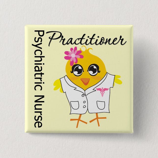 Badge Carré 5 Cm Infirmière Chick v2 Psychiatrique Infirmière Prati (Devant)